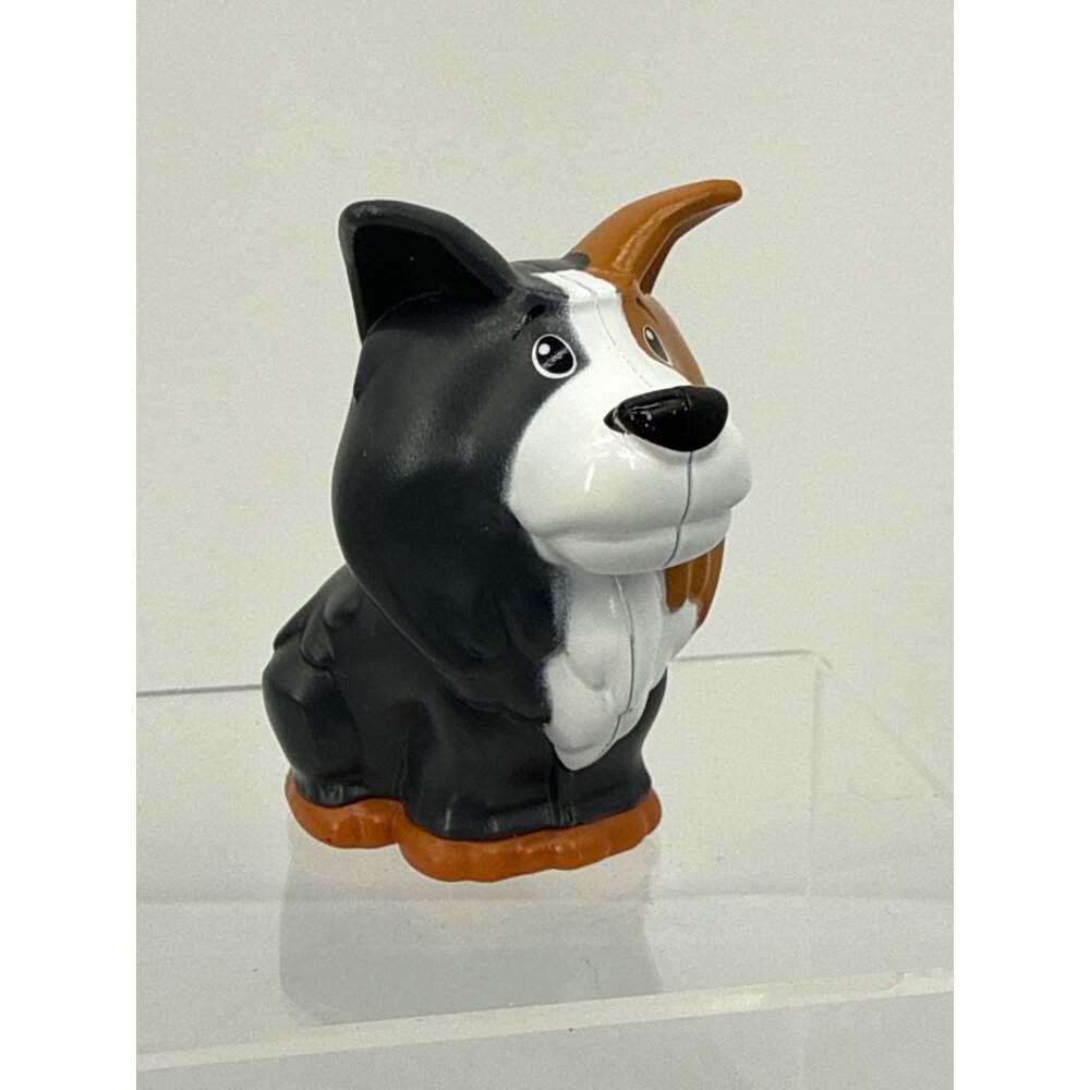 Fisher Price Little People Black White Brown Collie Dog Farm Pet Animal Figure